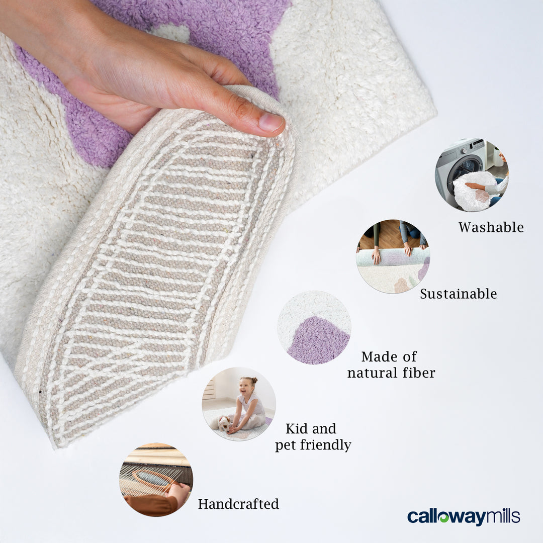 White Flower Kitty Rug