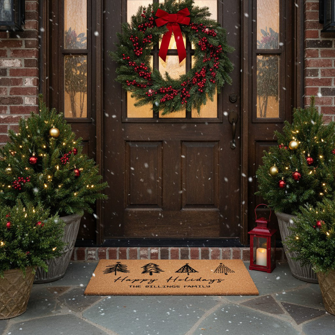Personalized Happy Holidays Doormat