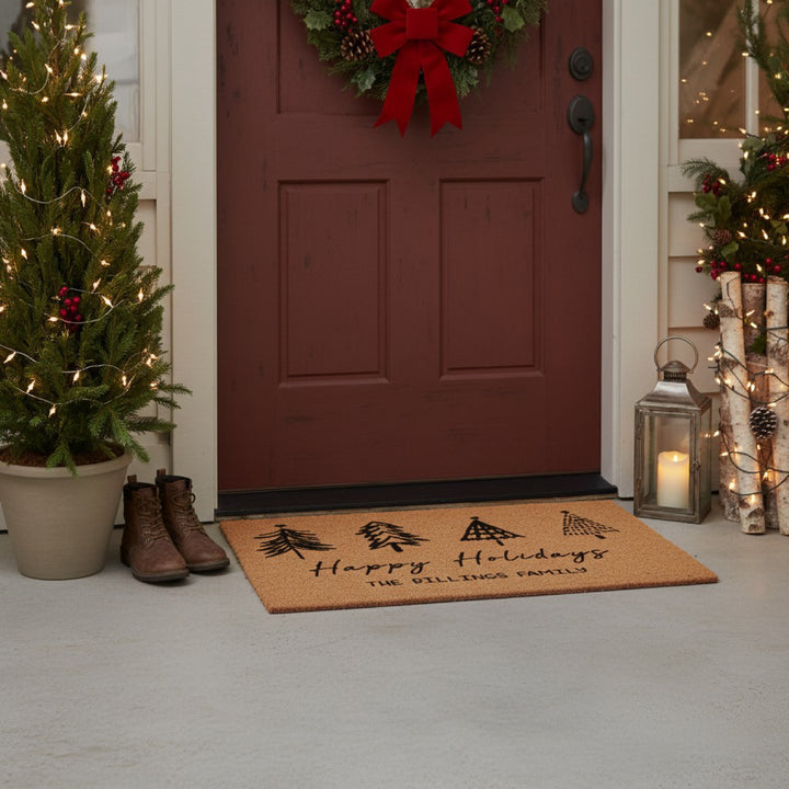 Personalized Happy Holidays Doormat