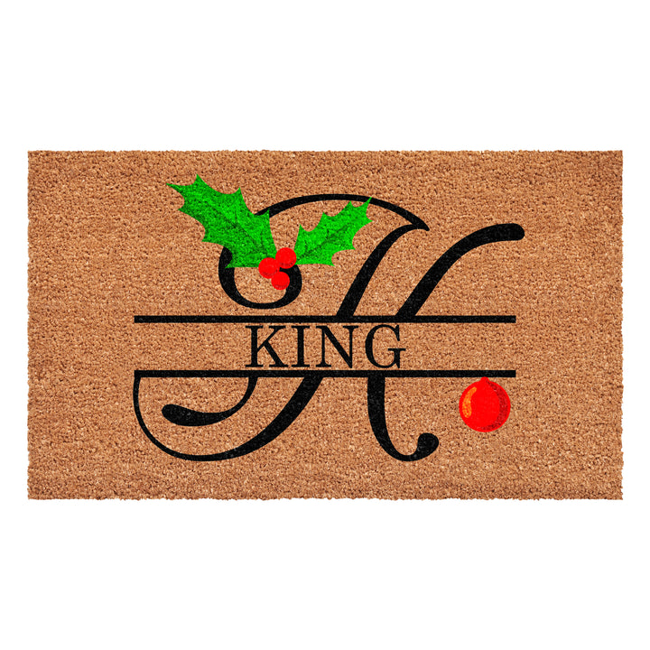Personalized Christmas Holly Doormat