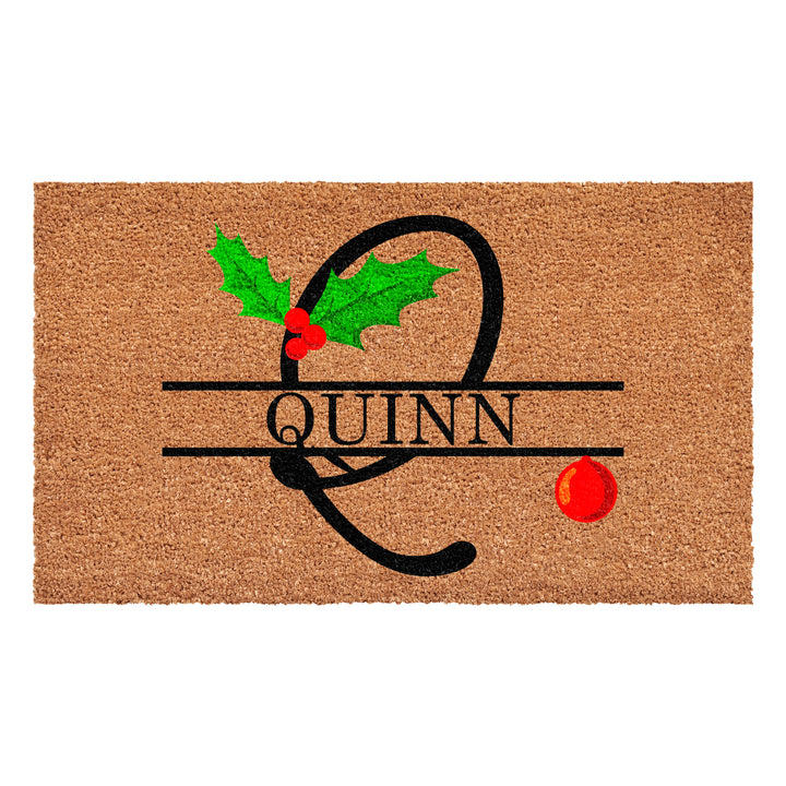 Personalized Christmas Holly Doormat