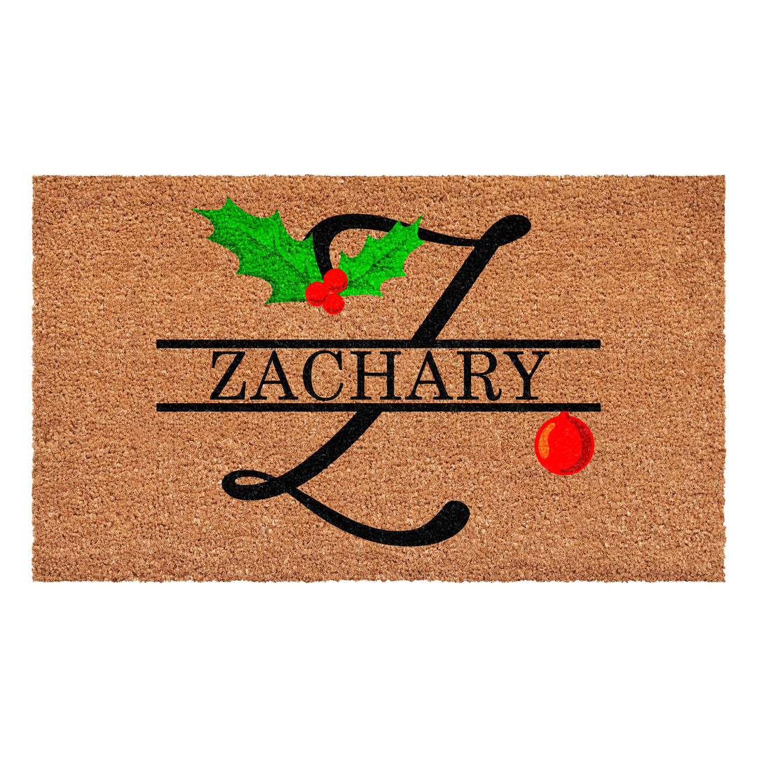 Personalized Christmas Holly Doormat