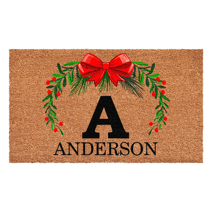 Personalized Christmas Wreath Doormats