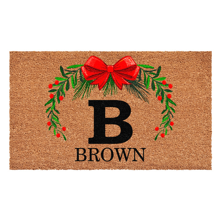 Personalized Christmas Wreath Doormats