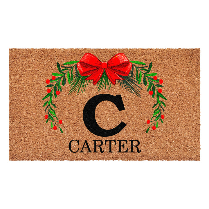 Personalized Christmas Wreath Doormats