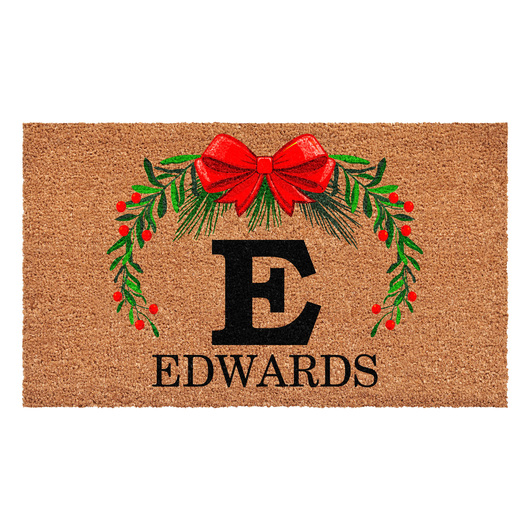 Personalized Christmas Wreath Doormats