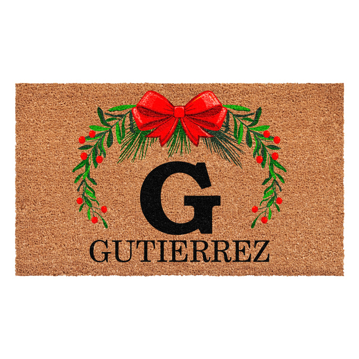 Personalized Christmas Wreath Doormats