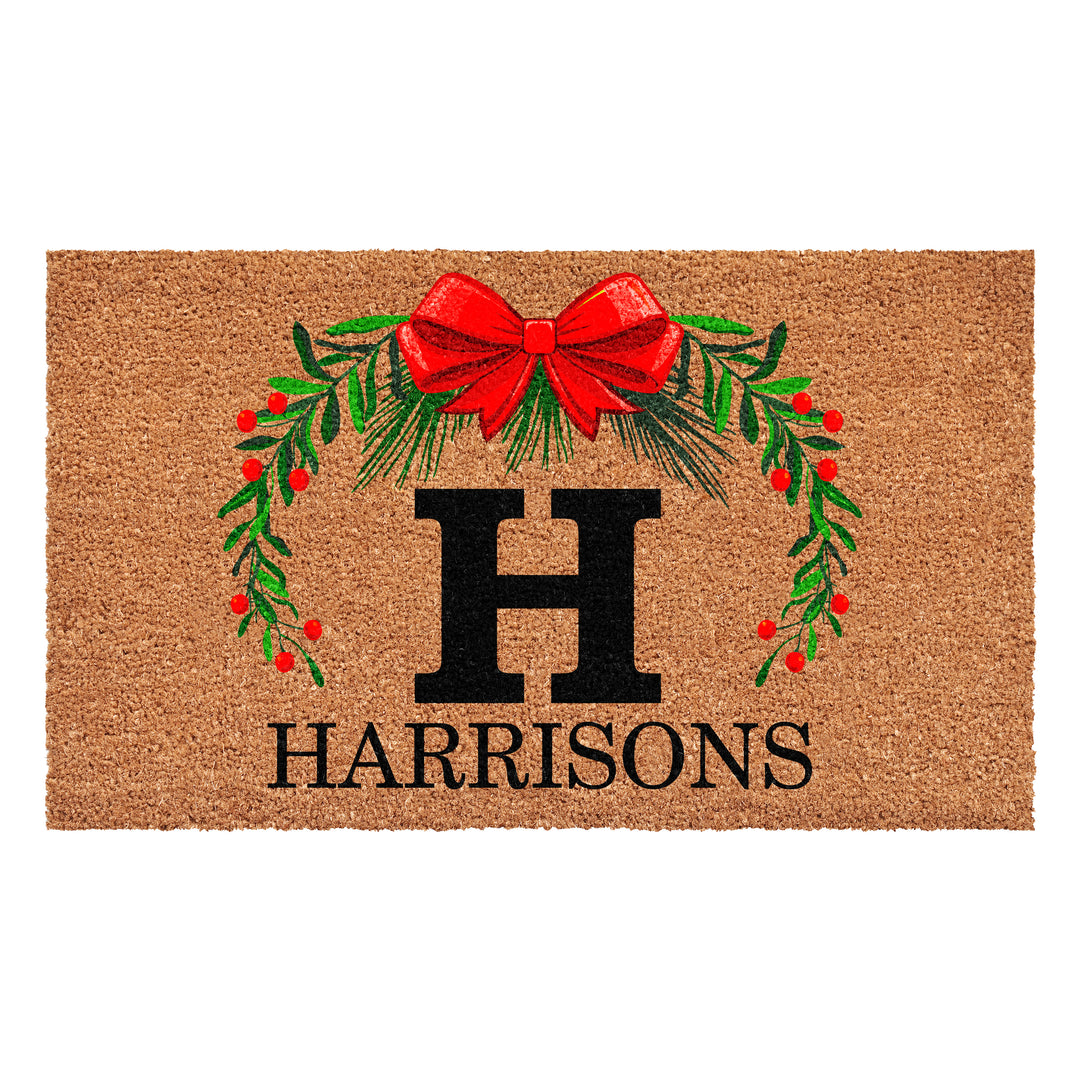 Personalized Christmas Wreath Doormats