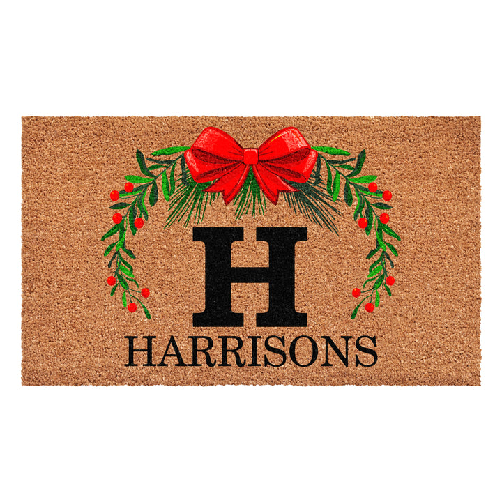 Personalized Christmas Wreath Doormats