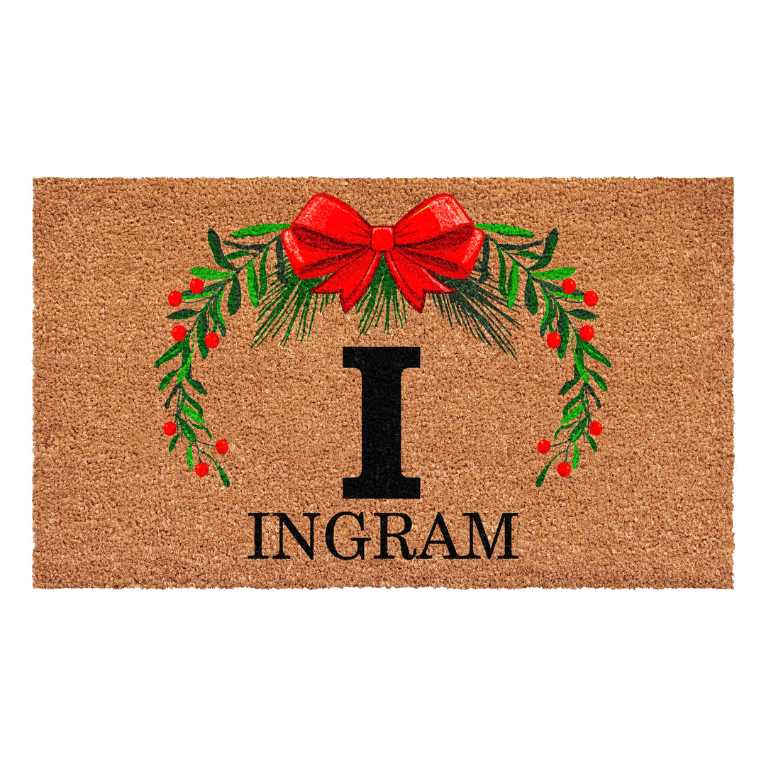 Personalized Christmas Wreath Doormats