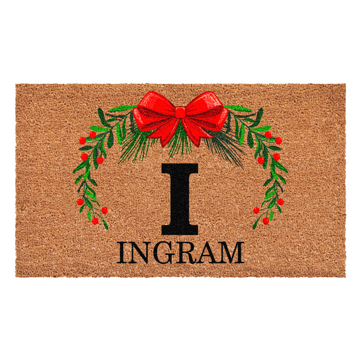 Personalized Christmas Wreath Doormats