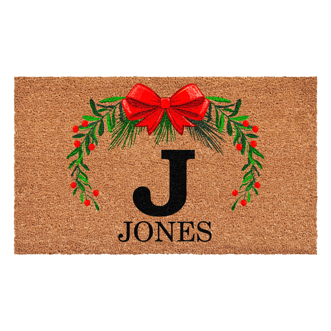 Personalized Christmas Wreath Doormats