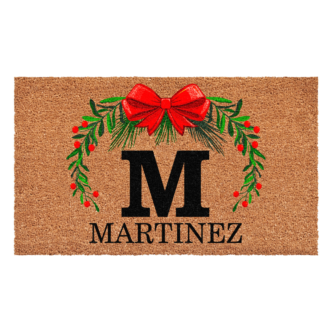 Personalized Christmas Wreath Doormats
