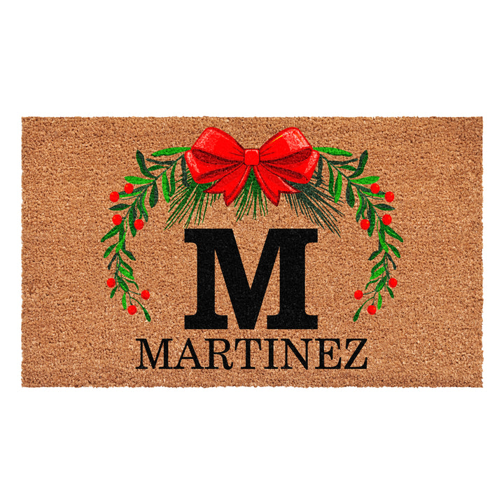 Personalized Christmas Wreath Doormats