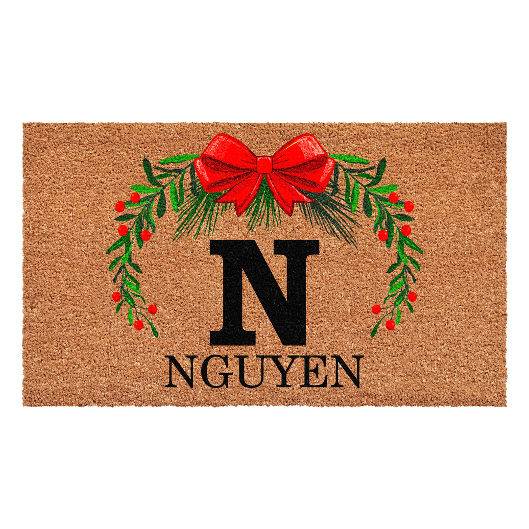 Personalized Christmas Wreath Doormats