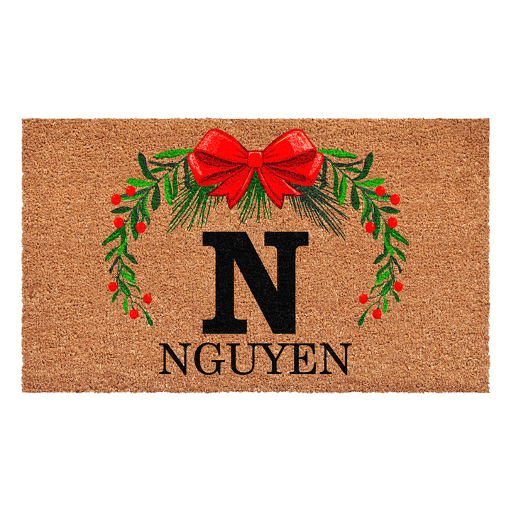 Personalized Christmas Wreath Doormats