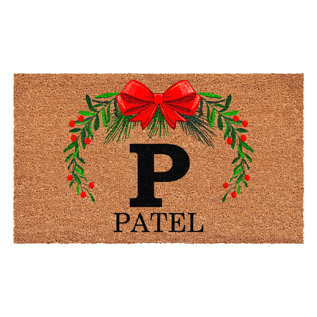 Personalized Christmas Wreath Doormats
