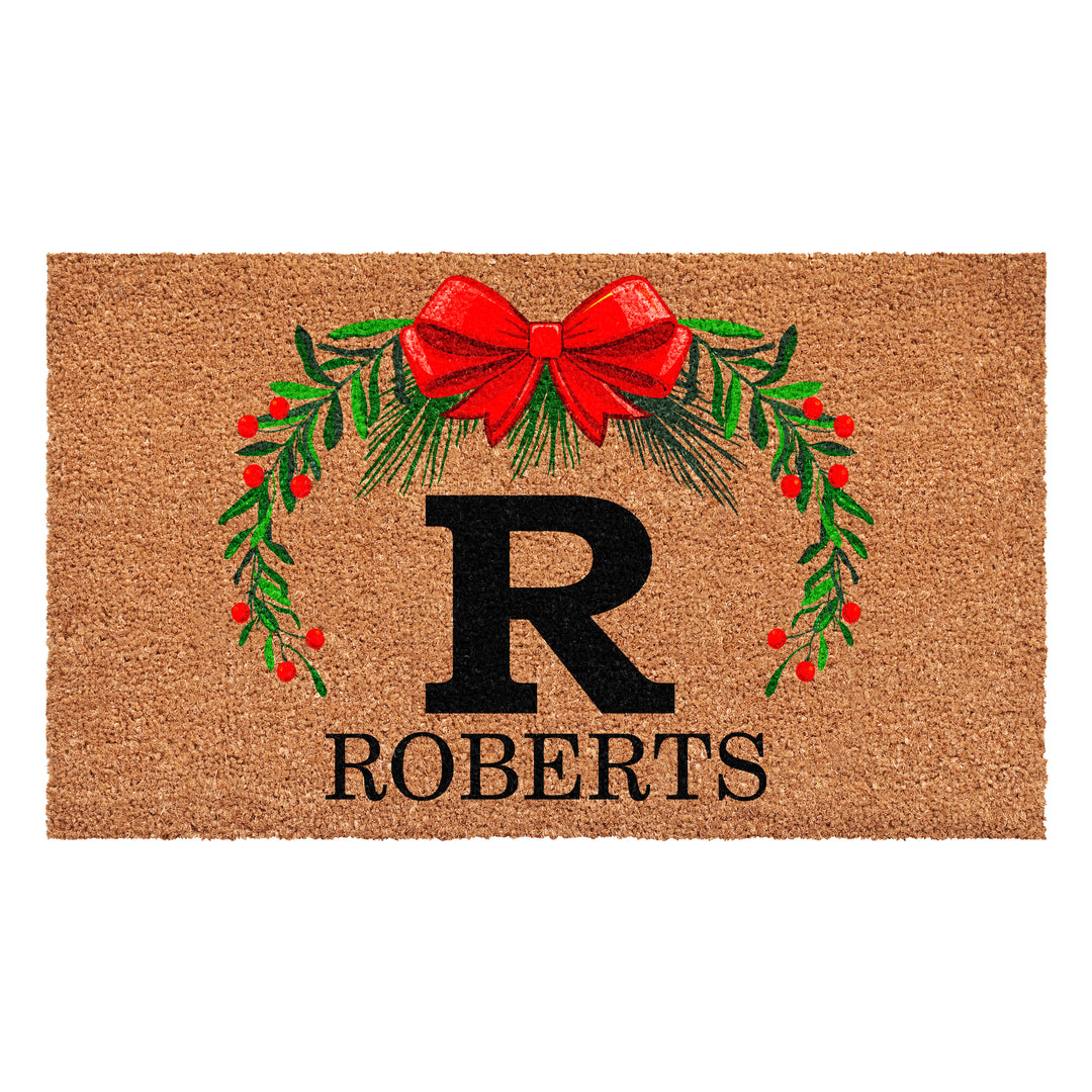 Personalized Christmas Wreath Doormats