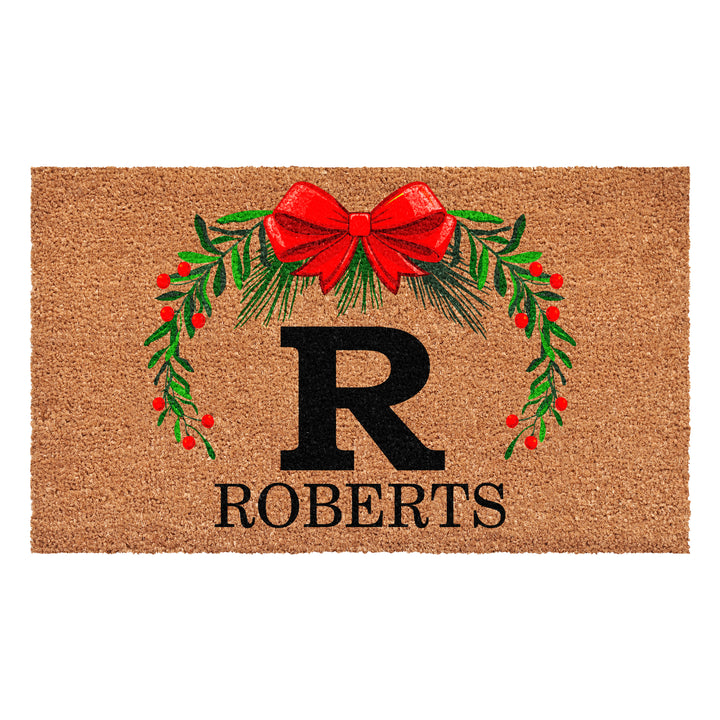 Personalized Christmas Wreath Doormats