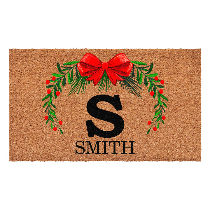 Personalized Christmas Wreath Doormats