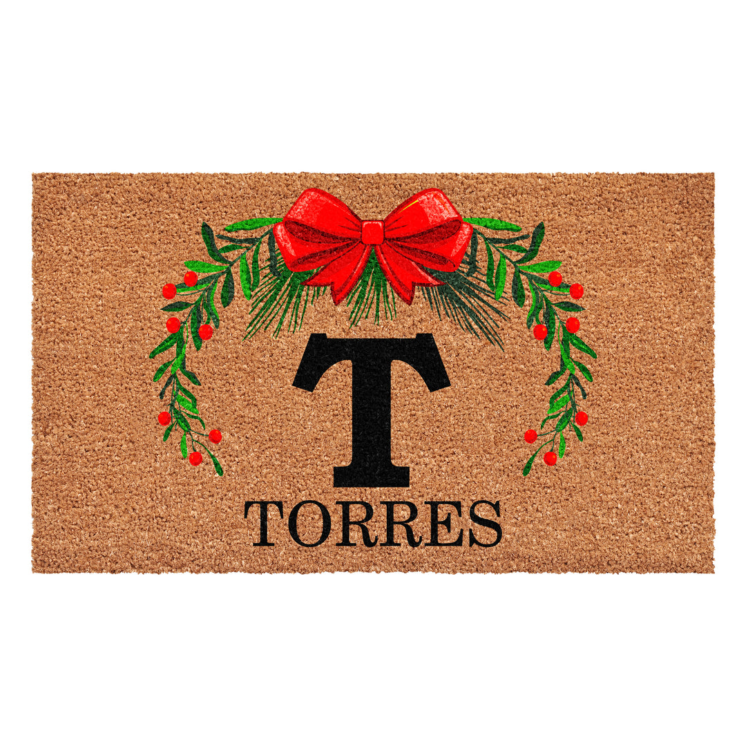 Personalized Christmas Wreath Doormats