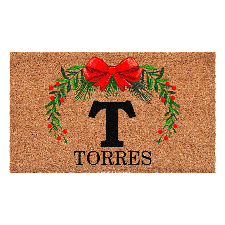 Personalized Christmas Wreath Doormats