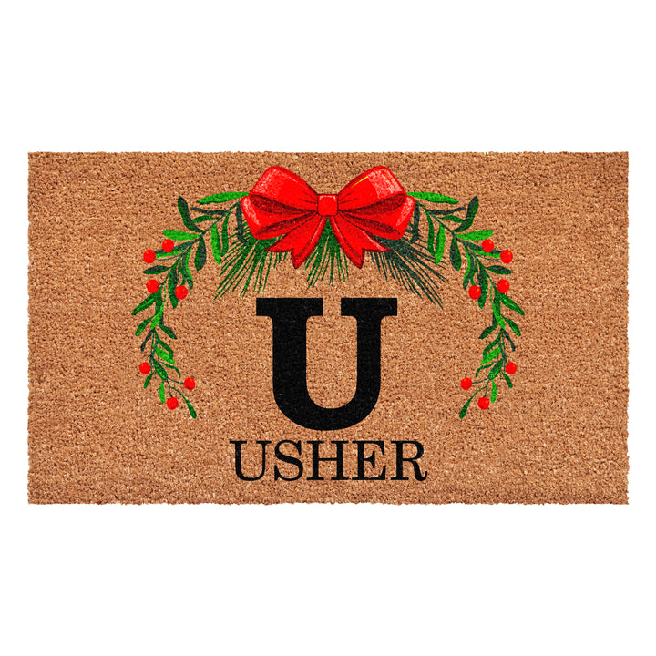 Personalized Christmas Wreath Doormats