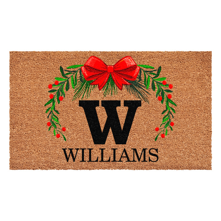 Personalized Christmas Wreath Doormats