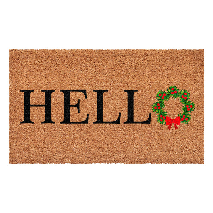 Hello Christmas Wreath Doormat