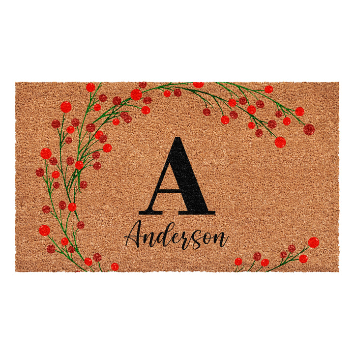 Personalized Christmas Berries Doormat
