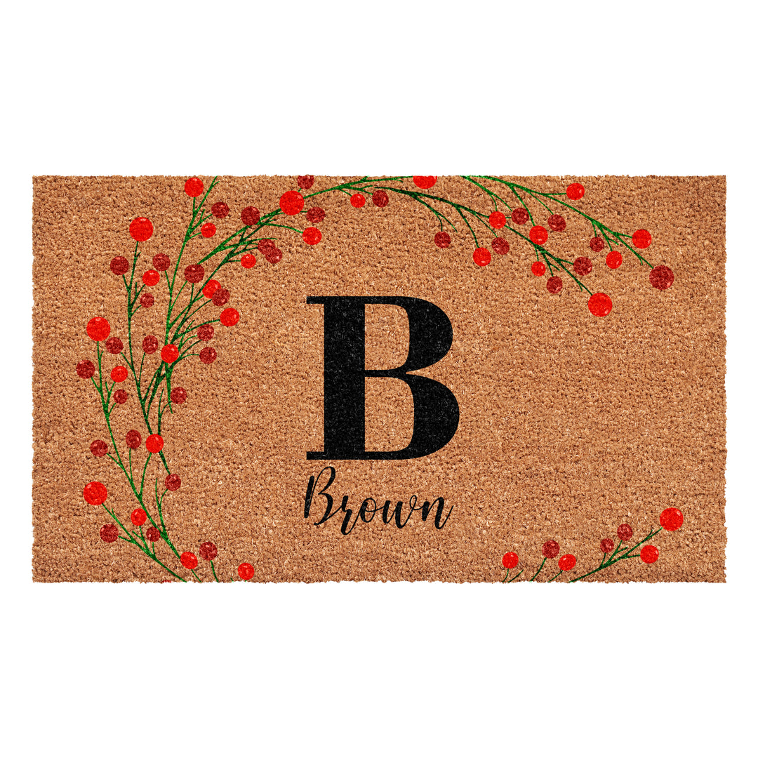 Personalized Christmas Berries Doormat