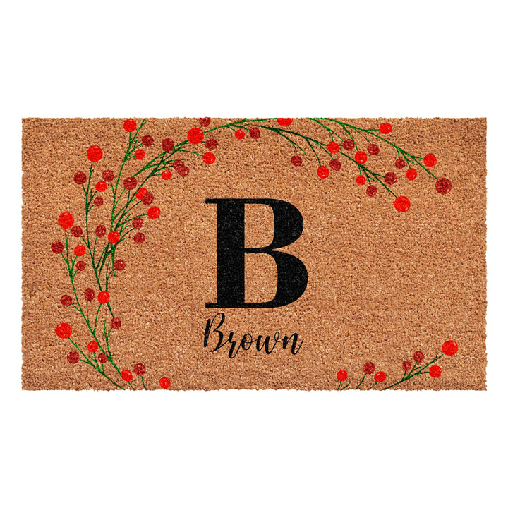 Personalized Christmas Berries Doormat