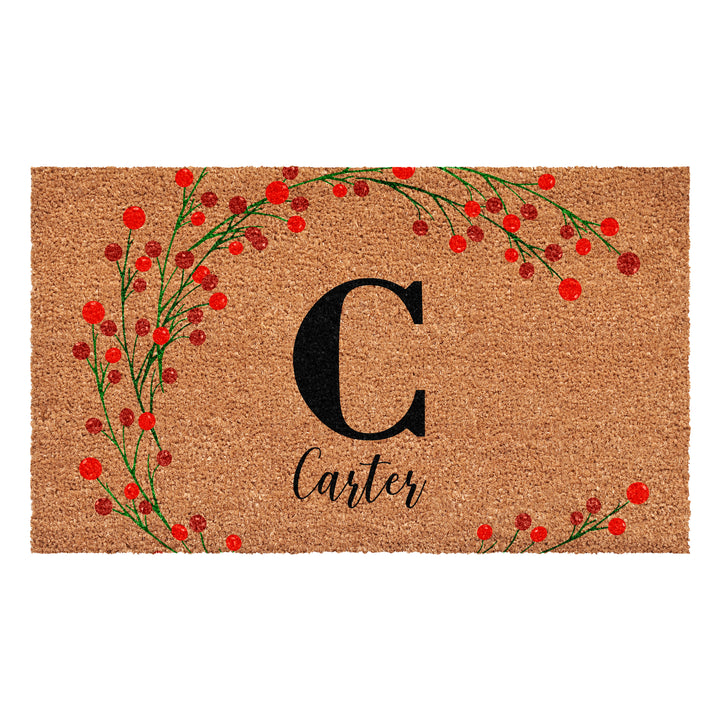 Personalized Christmas Berries Doormat