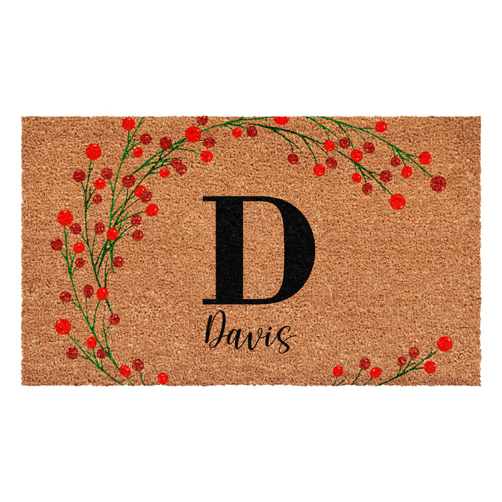 Personalized Christmas Berries Doormat