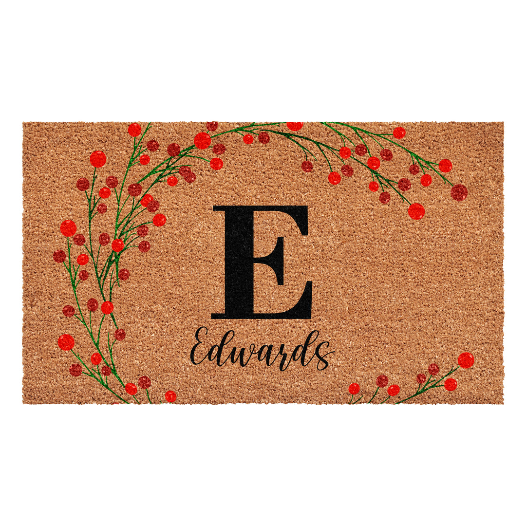 Personalized Christmas Berries Doormat