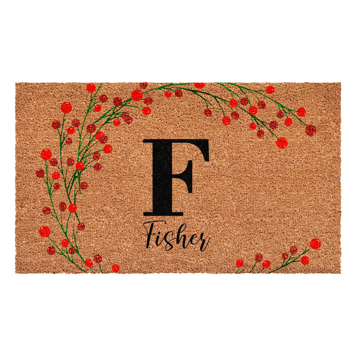 Personalized Christmas Berries Doormat