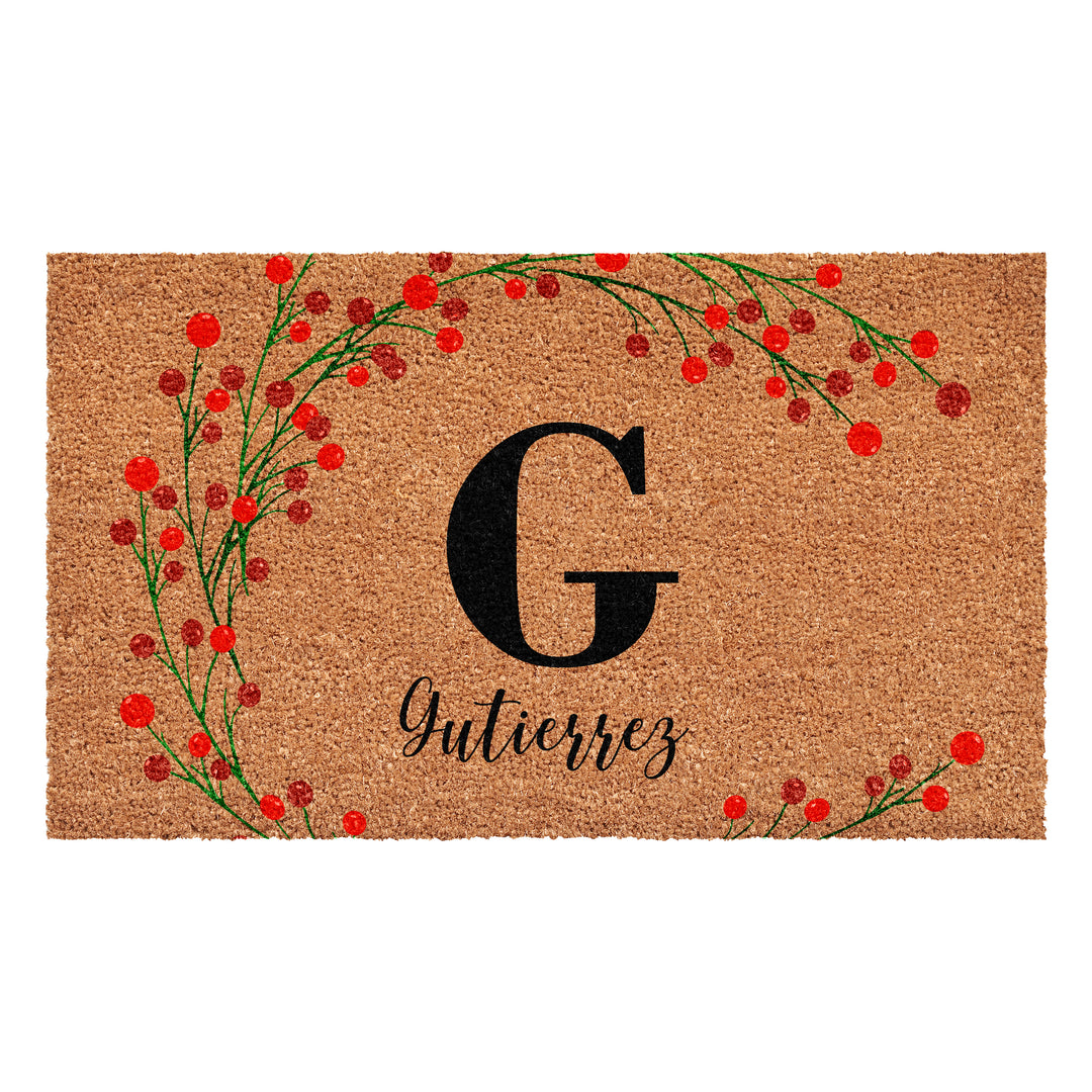 Personalized Christmas Berries Doormat