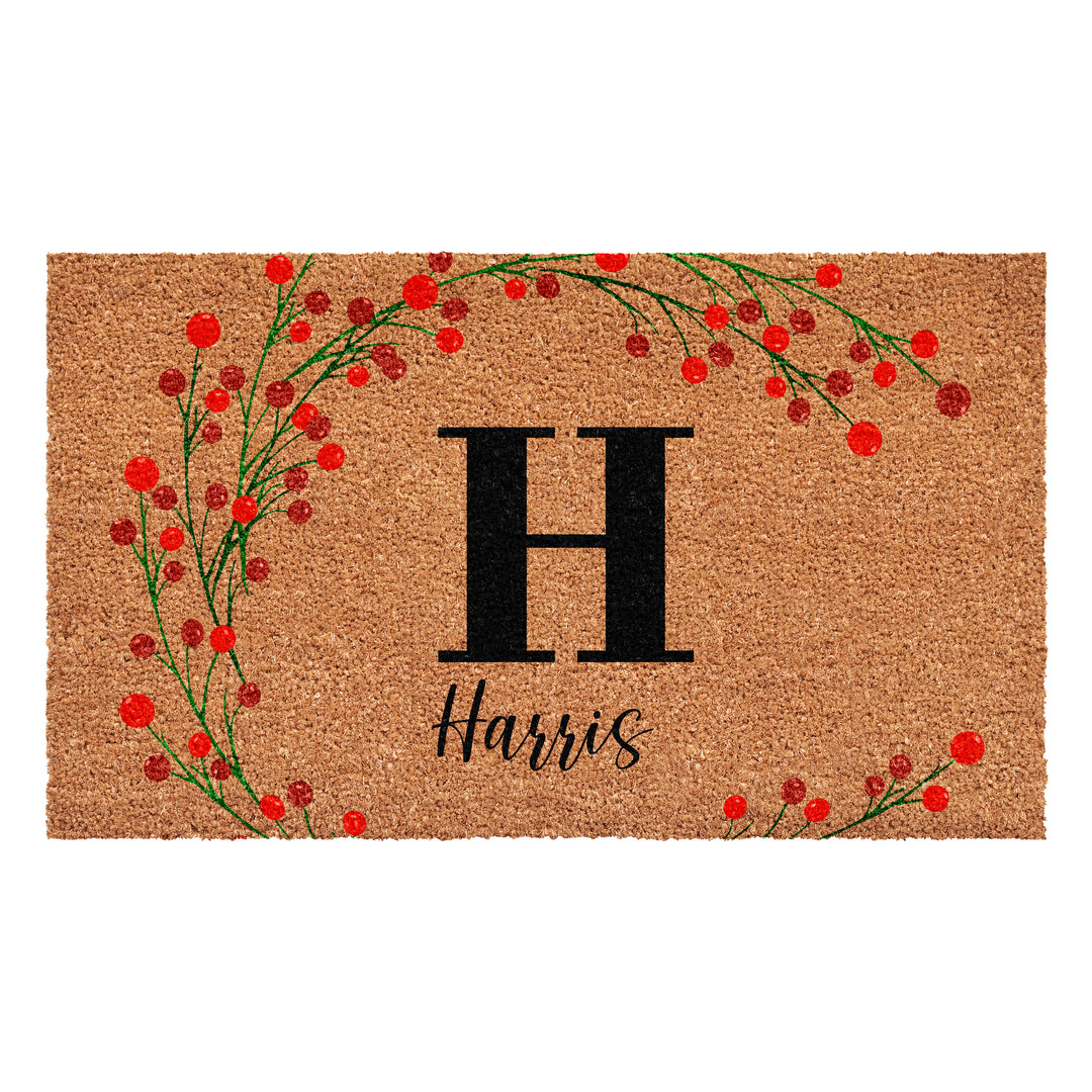 Personalized Christmas Berries Doormat