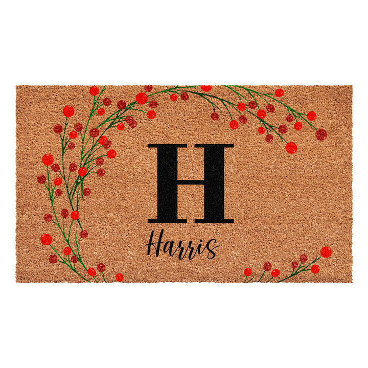 Personalized Christmas Berries Doormat