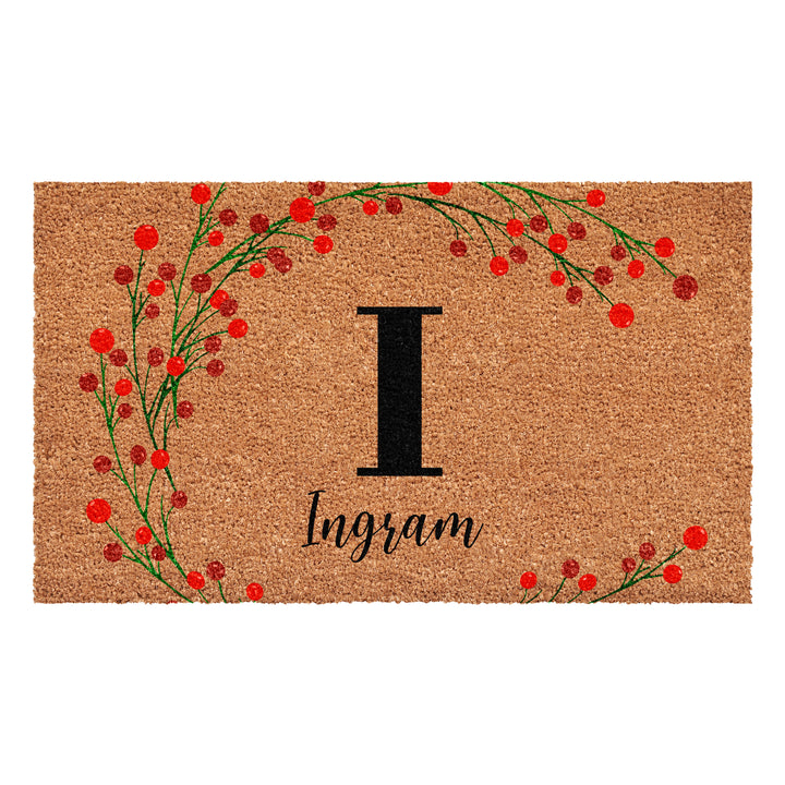 Personalized Christmas Berries Doormat