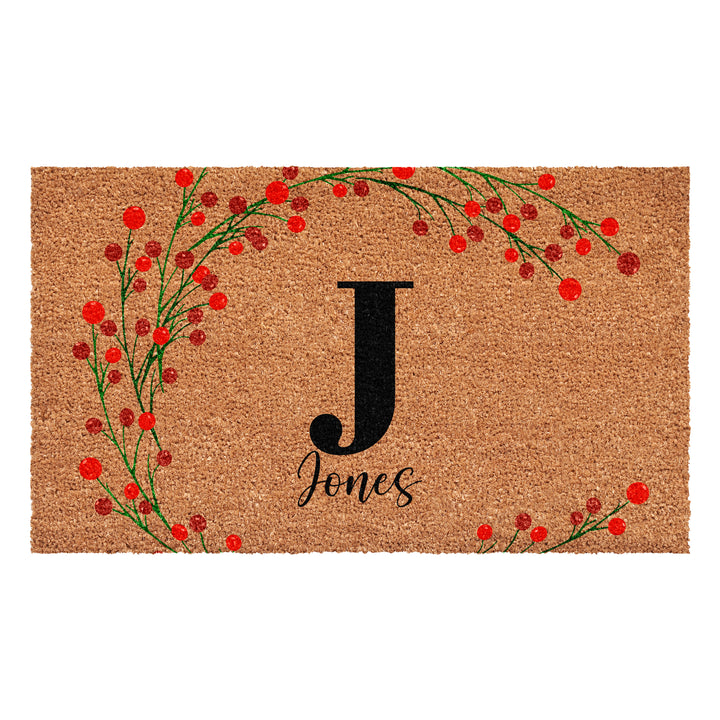 Personalized Christmas Berries Doormat