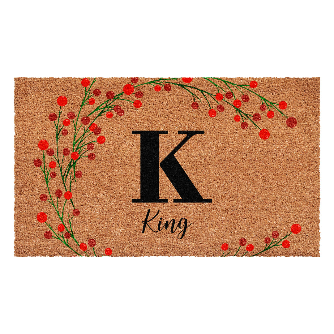 Personalized Christmas Berries Doormat