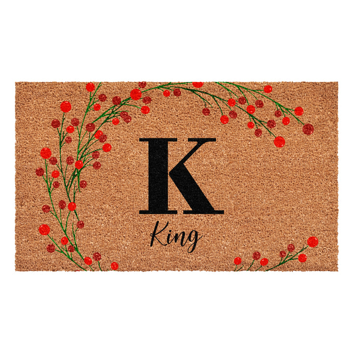 Personalized Christmas Berries Doormat