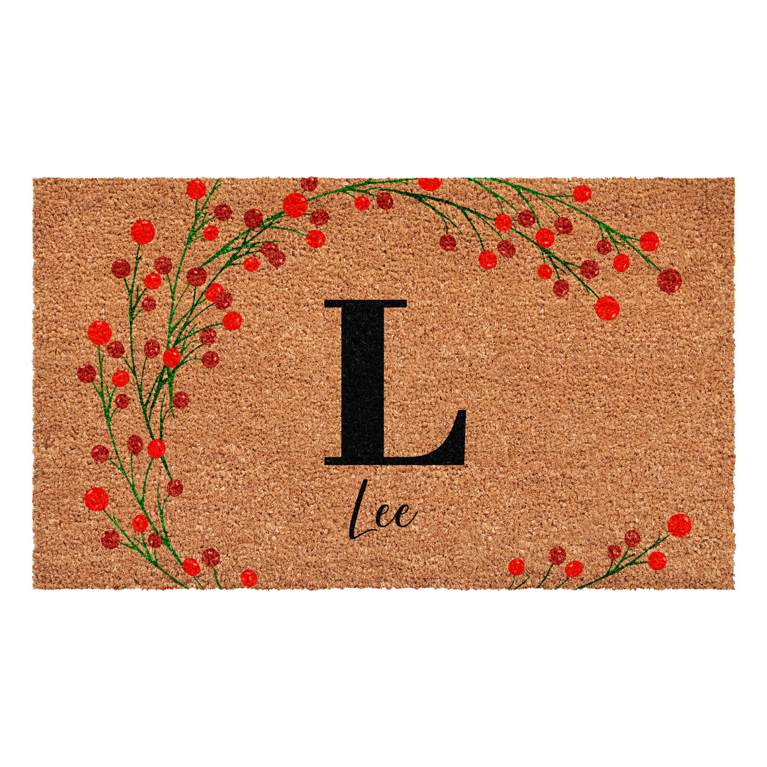 Personalized Christmas Berries Doormat