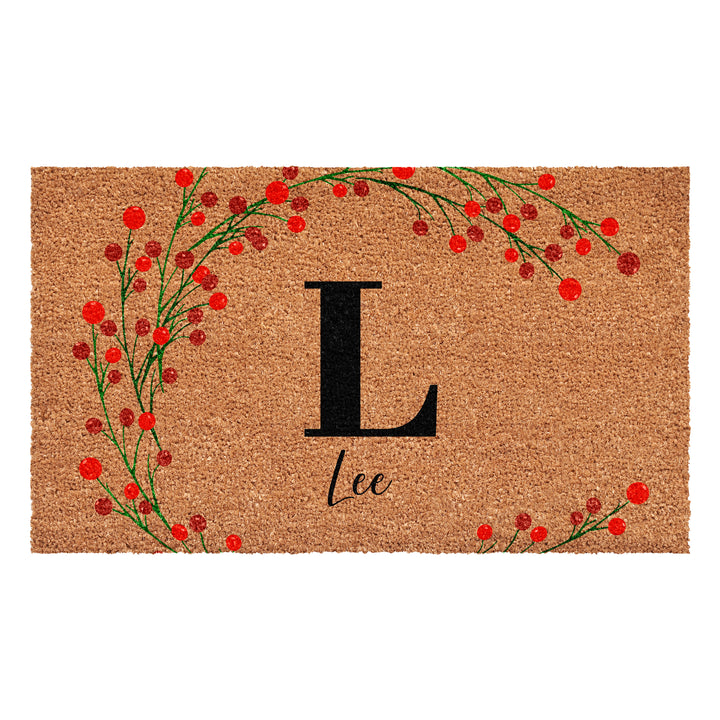 Personalized Christmas Berries Doormat