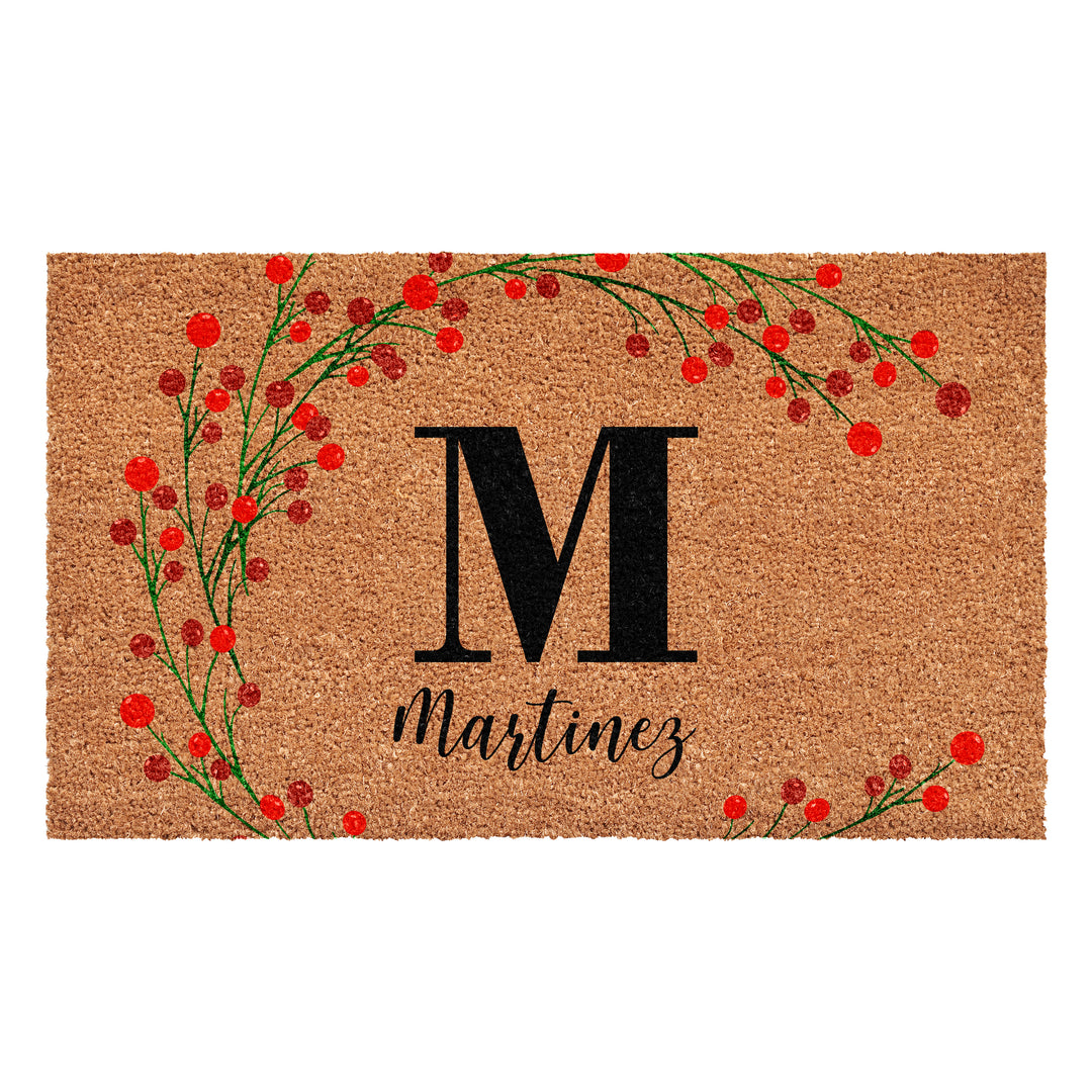 Personalized Christmas Berries Doormat