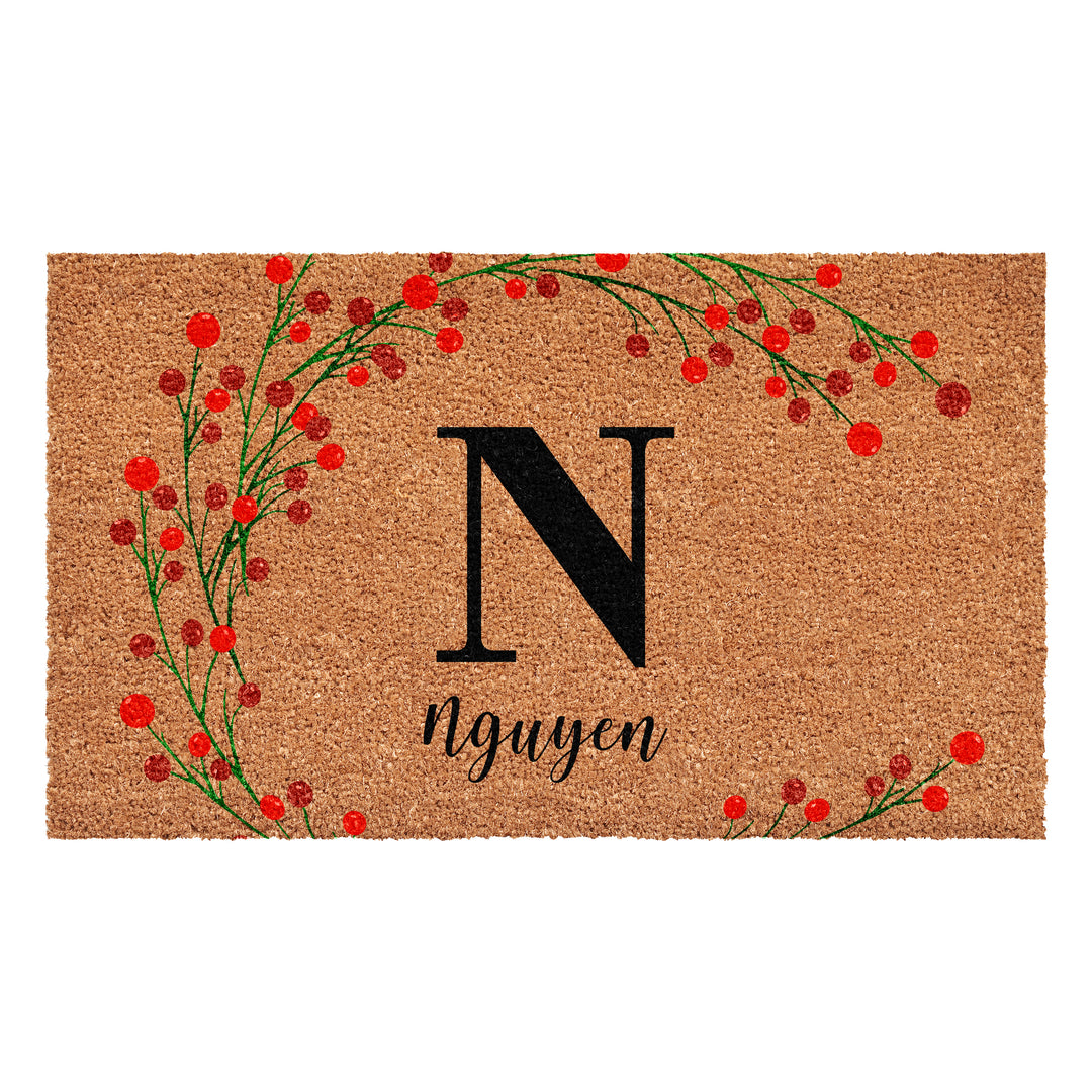 Personalized Christmas Berries Doormat