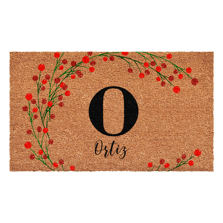 Personalized Christmas Berries Doormat