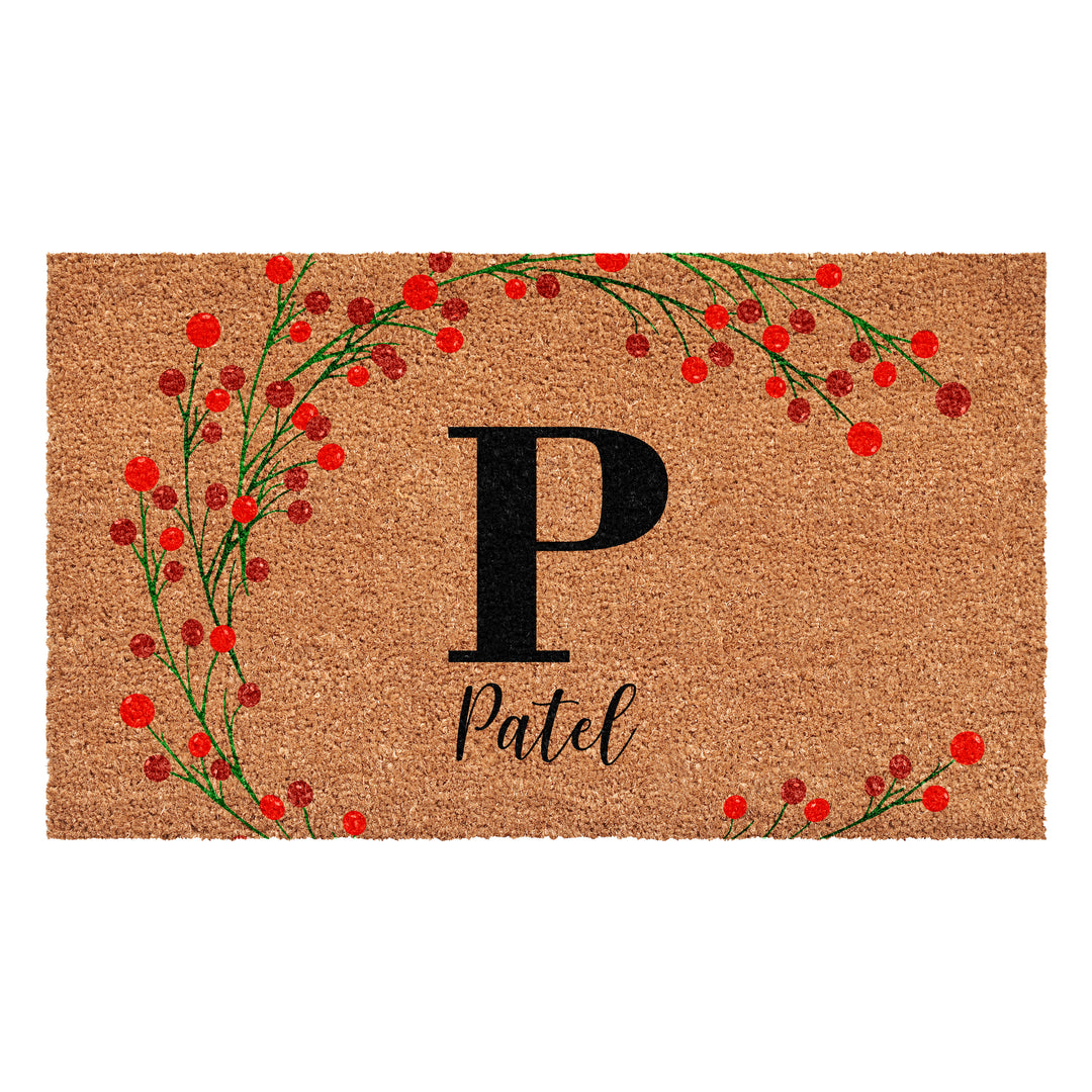 Personalized Christmas Berries Doormat