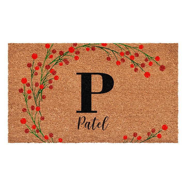 Personalized Christmas Berries Doormat